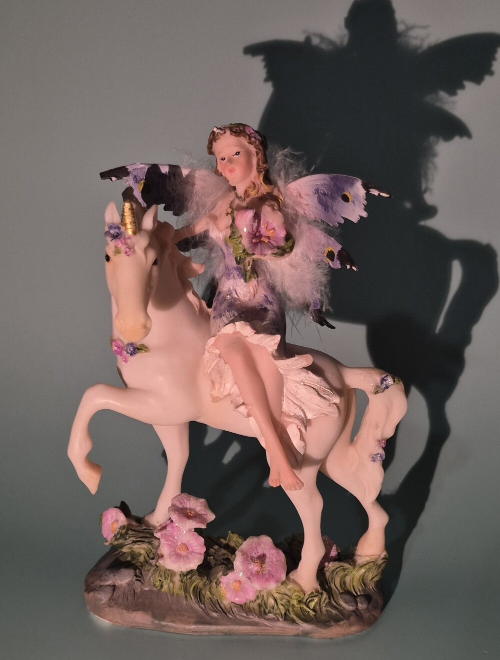 Pink Fairy on Unicorn Figurine - Decorative Home Art